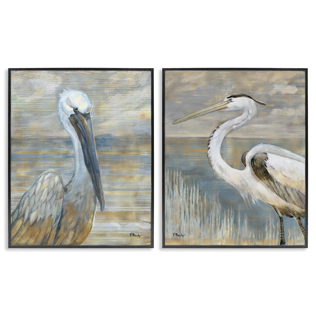 Stupell Industries Sea Birds Abstract Beach Framed Giclee Art